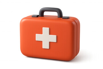 Obraz premium Emergency first aid kit 3d rendering with a white medical cross on red box, providing health and safety solution