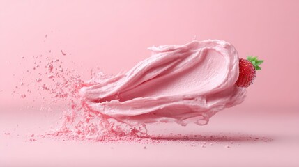 Strawberry styled cream splash dessert food artistic modern composition creative design