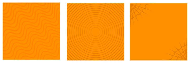 Fototapeta na wymiar Orange Halloween geometric background collection. happy Halloween poster, social media post layout, quiz backdrop, square banner design template set