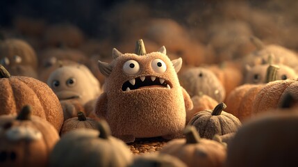 Niedliches, kleines K&uuml;rbis Monster.