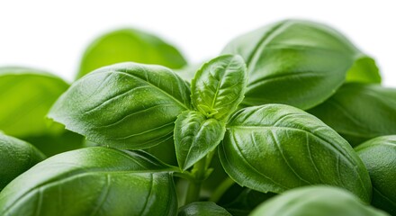 Obraz premium Closeup reveals fresh green basil leaves densely packed and vibrantly illuminated