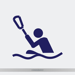Dynamic rowing icon graphic for sports branding and watersport promotions, perfect for website design and fitness apps, conveying energy and recreation