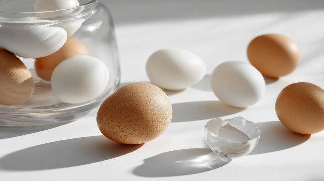 Eggs glass styled artistic minimal modern composition design arrangement culinary inspiration natural fresh display