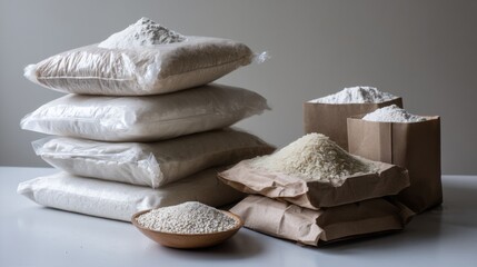 Flour sacks styled artistic minimal modern composition design arrangement culinary inspiration rustic display