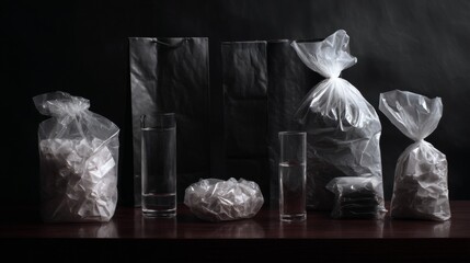Plastic bags styled artistic minimal modern composition design arrangement packaging inspiration simple display