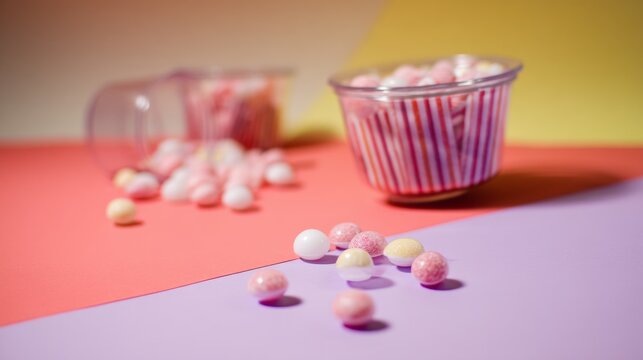 Candies styled artistic minimal modern composition design arrangement sweet inspiration colorful display playful food