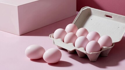 Eggs in carton styled artistic minimal modern composition design arrangement food inspiration natural display