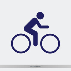 Icon of person riding bicycle promoting healthy lifestyle and cycling safety, perfect for transportation or fitness campaign materials with simple design