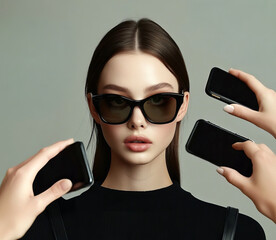  female model wearing sunglasses