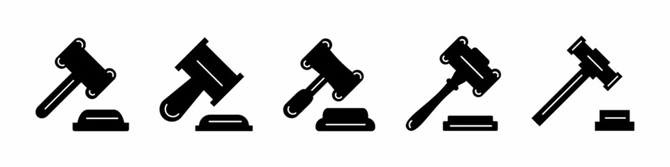 Judge's gavel set. Collection of judge's gavel icon vector. Stock vector.