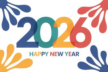 Obraz premium Colorful 2026 digits with organic blobby shapes and soft flourishes in joyful vibrant colors