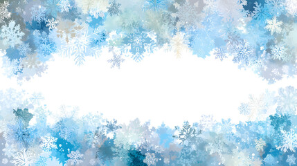 Artistic Winter Wonderland: Watercolor Snowflakes Bordering a White Space