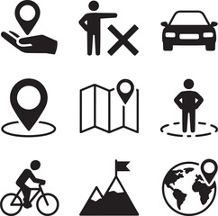 Vector art of travel and location icon set for web design