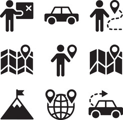 Vector art of travel and navigation icons for web and app design