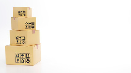 Obraz premium 3D render of Cardboard box or carton box on white background