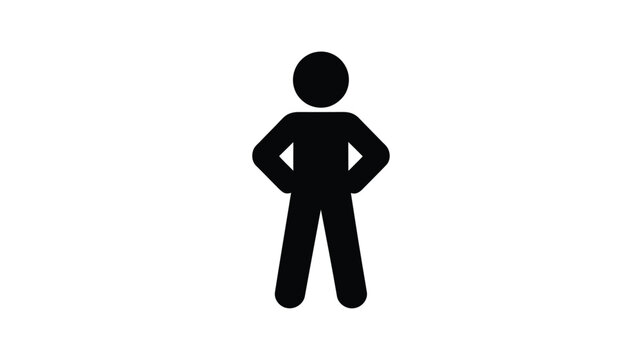 Silhouette of a confident person standing with hands on hips against a white background