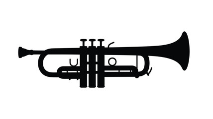 Naklejka premium Silhouette of a brass trumpet musical instrument on a white background