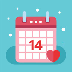 valentines day calendar with heart