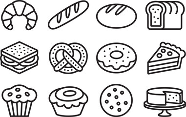 Vector art of bakery and pastry icons in vector format