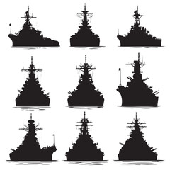Fototapeta premium Classic battleship silhouettes collection for design projects
