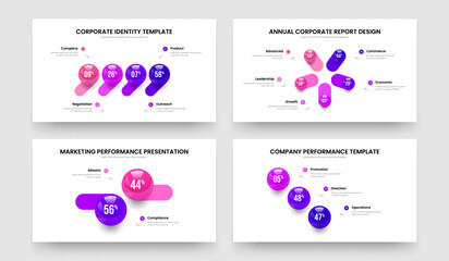 Consulting Forecast 4 5 2 3 Option Infographic Presentation Layout Collection. Market Campaign Four Five Two Three Element Diagram Slide Template Vector Illustration Set.