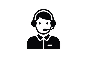 Customer service representative wearing a headset with microphone for communication