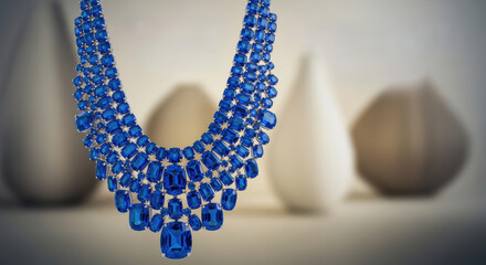 Elegant blue sapphire jewelry necklace stunning piece of fashion decor. This luxury accessory radiates sophistication