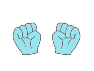手のイラスト「グー」水色