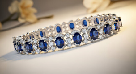 Luxury sapphire and diamond jewelry bracelet an elegant fashion accessory. This stunning blue gemstone decor for special event