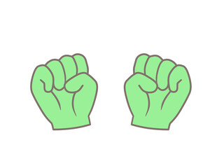 手のイラスト「グー」緑色