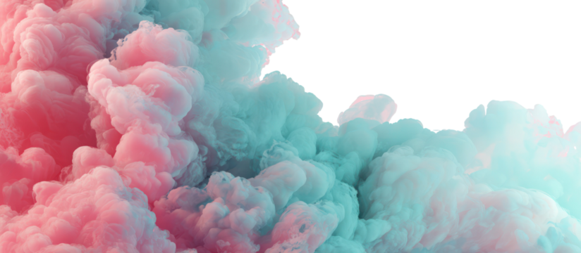 Abstract colorful smoke cloud isolated on transparent background