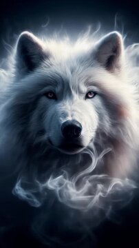 White Wolf on a Rocky Hill Emitting Light Under a Bright Full Moon