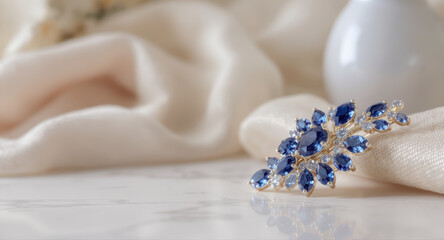 Elegant blue sapphire jewelry beautiful accessory for luxury decor. This precious diamond gemstone sparkling gift