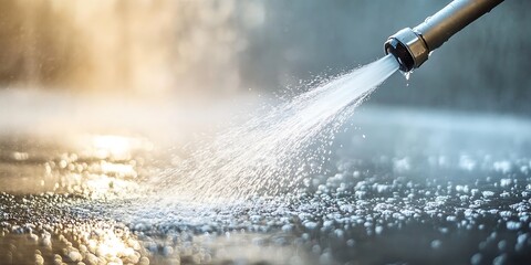 High Pressure Water Cleaning Jet Washing Surface with Powerful Spray Stream