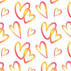 Obraz premium Gradient Hearts Seamless Pattern. Modern Colorful Love Symbols for Valentine’s Day. Vector Illustrations 