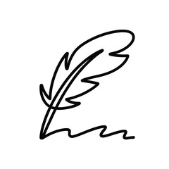 Elegant single line drawing of a quill pen writing a wavy line