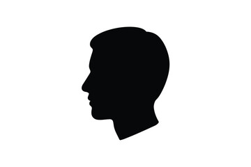 Black silhouette profile of a man s head against a white background