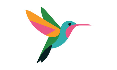 Obraz premium Vibrant hummingbird logo design with colorful wings flying gracefully