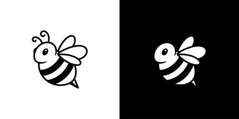 Cartoon bee illustration with bold stripes on a contrasting background, suitable for educational materials