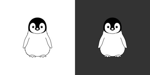 Cartoon penguin illustration with a simple design, suitable for children's books and educational materials