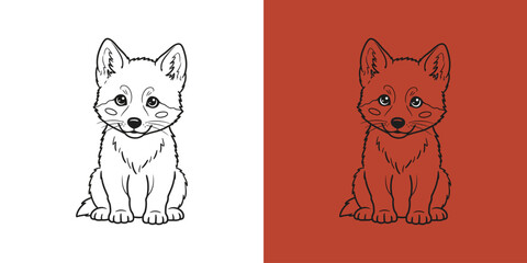 Cute cartoon fox illustration in two color variations, showcasing a playful design suitable for children's products