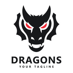 Face scare black dragon logo design vector graphic symbol icon illustration creative idea