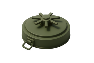 Minimalistic Green Land Mine Silhouette – Transparent Background