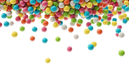 Colorful candy balls falling down create a fun cheerful design