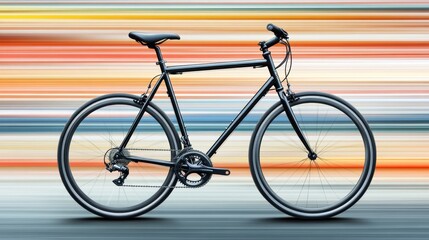 Naklejka premium A sleek black bicycle parked against a vibrant street mural, symbolizing freedom and adventure.