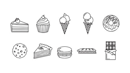 Hand drawn sketch collection of delicious desserts and sweets for foody designs vector