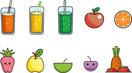 Fresh fruit and vegetable smoothies juices healthy drinks delicious refreshing beverages