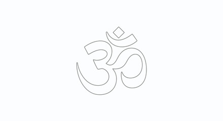 Elegant Om symbol in minimalist outline design perfect for spiritual, yoga, or meditation branding and decor projects