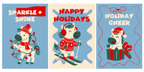 Horse Christmas Cards: Bright Lights, Skiing Fun, and Gift Surprises
