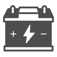 Car lead acid battery solid icon, car parts concept. Vector graphics. Accumulator sign on white background, glyph style icon for mobile or web design.